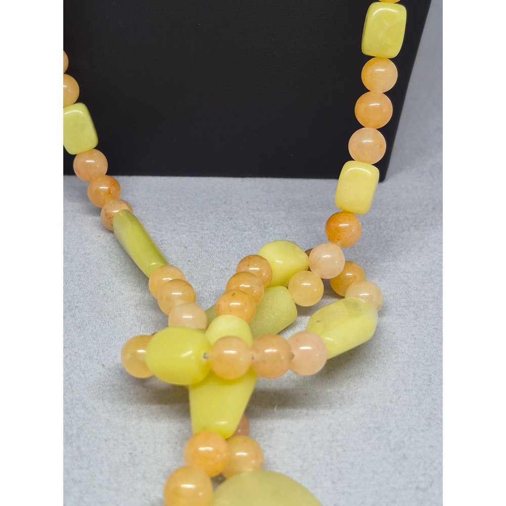 Jay King Necklace Lime Green Serpentine Orange Quartzite Long Beaded Strand - Picture 3 of 16